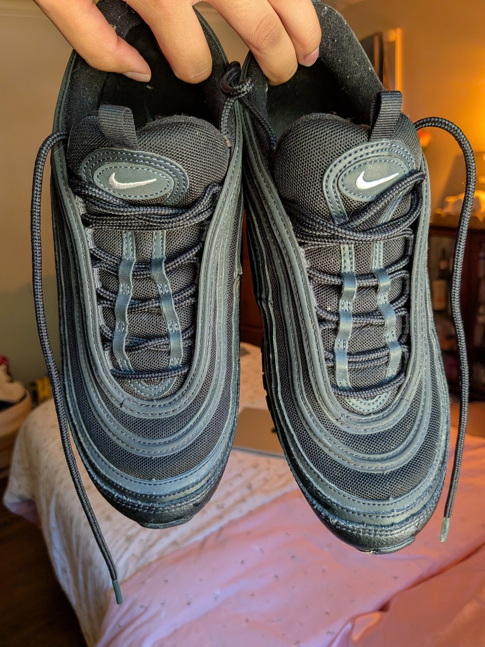 Nike Men's Black and Dark Gray Air Max-Style Sneakers